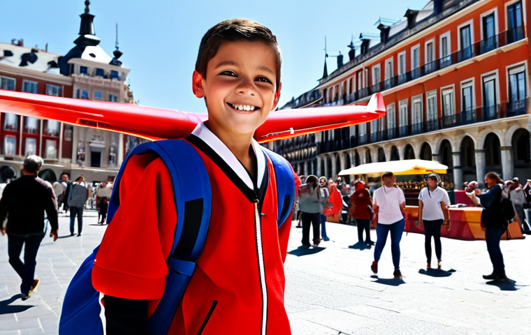 Jett Delivering a Package in Madrid**

"Jett the Super Wing delivering a package in the Plaza Mayor in Madrid, Spain. Children are excitedly watching him land. Jett is fully clothed in his usual red airplane attire. The Plaza Mayor is bustling with activity, with Spanish flags waving. Bright sunny day. Safe for work, appropriate content, professional, family-friendly, perfect anatomy, correct proportions, natural pose, well-formed hands, proper finger count, natural body proportions."

**