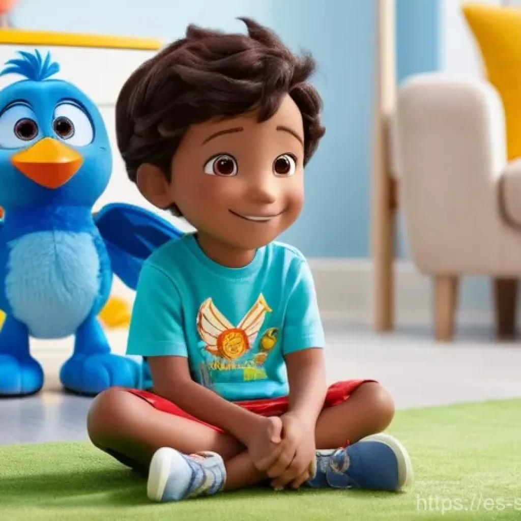 슈퍼윙스 마케팅 성공 사례 - **Prompt:** A cheerful young child, around 6 years old, with a bright smile, is sitting comfortably ...