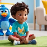 슈퍼윙스 마케팅 성공 사례 - **Prompt:** A cheerful young child, around 6 years old, with a bright smile, is sitting comfortably ...