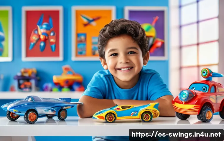 슈퍼윙스 한정판 제품 정보 - A vibrant playroom scene featuring a young Hispanic boy proudly displaying his limited edition Super...