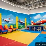 Home 21 슈퍼윙스 각종 놀이방법 소개 - A vibrant indoor scene of a children’s playroom transformed into a lively airport runway inspired by...