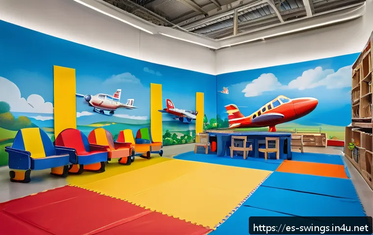 슈퍼윙스 각종 놀이방법 소개 - A vibrant indoor scene of a children&rsquo;s playroom transformed into a lively airport runway inspired by...