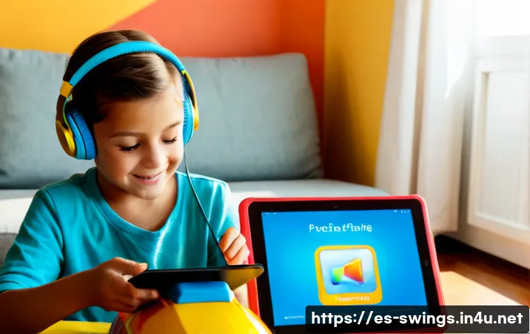 슈퍼윙스 OST 출시 정보 - Photorealistic family living room in Spain, a fully dressed young child wearing headphones happily l...